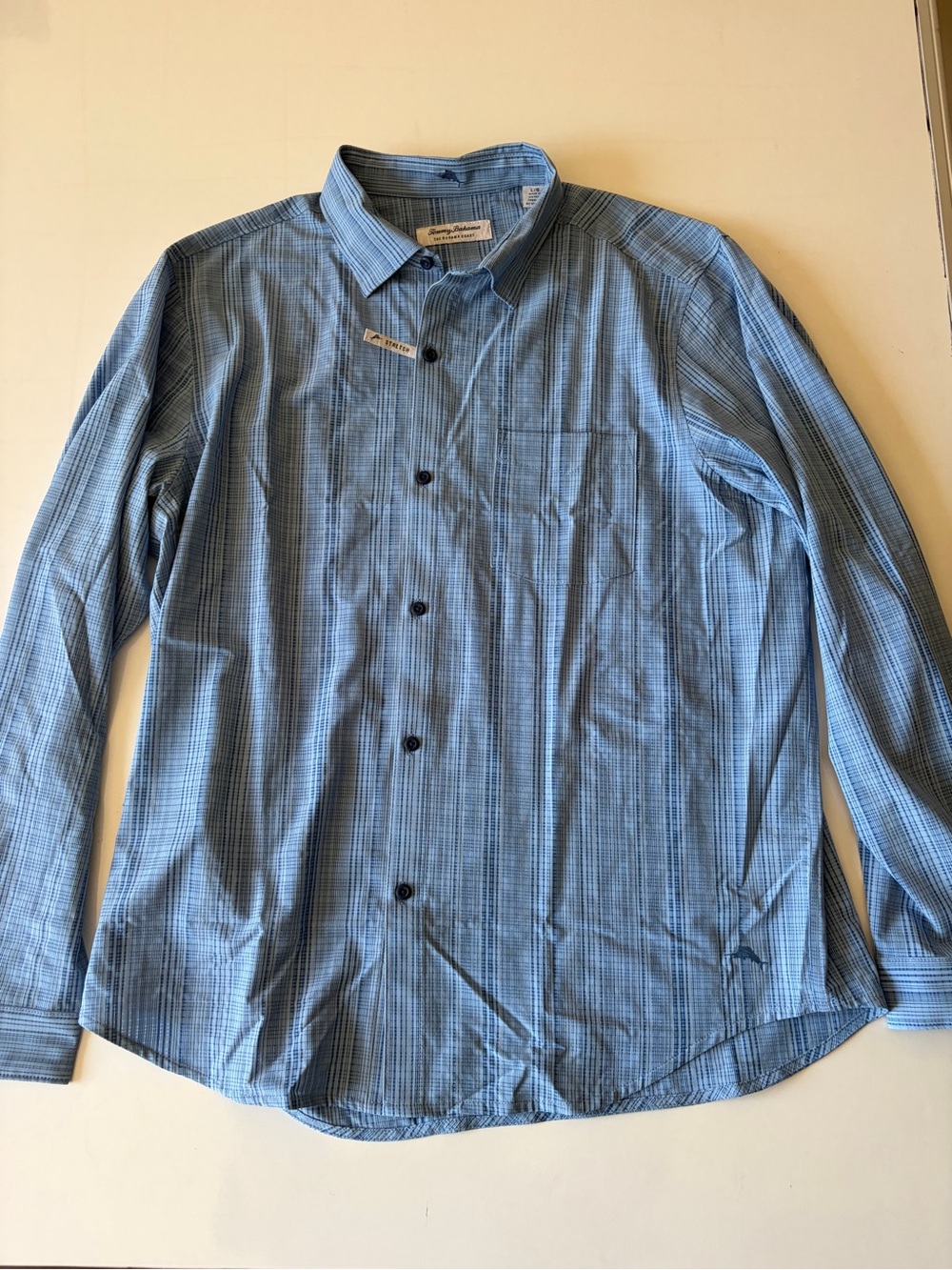 Tommy Bahama coast long sleeve button up stretch blue plaid men’s size large